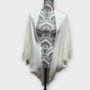 Layers by Lizden Shawl like Cardigan Sweater NWT White S/M